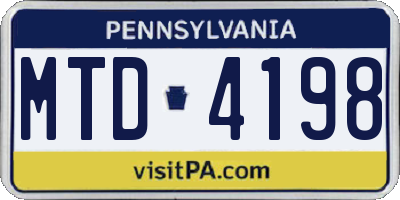 PA license plate MTD4198