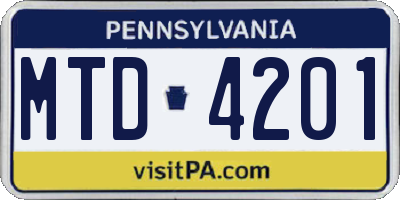 PA license plate MTD4201