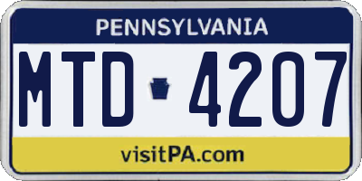 PA license plate MTD4207