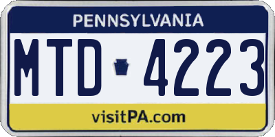 PA license plate MTD4223