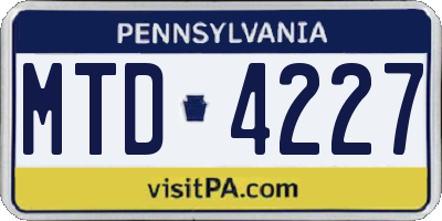 PA license plate MTD4227
