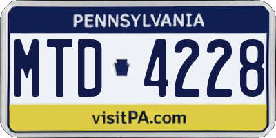 PA license plate MTD4228