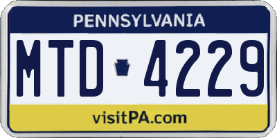 PA license plate MTD4229