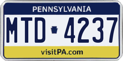 PA license plate MTD4237