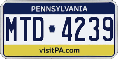 PA license plate MTD4239
