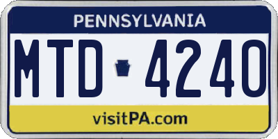PA license plate MTD4240