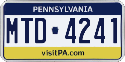 PA license plate MTD4241