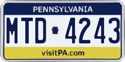 PA license plate MTD4243