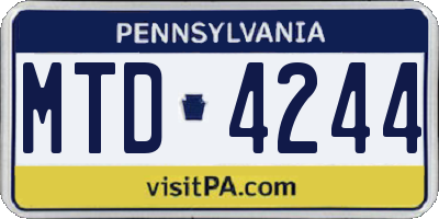 PA license plate MTD4244