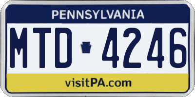 PA license plate MTD4246
