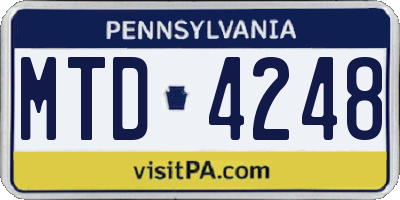 PA license plate MTD4248