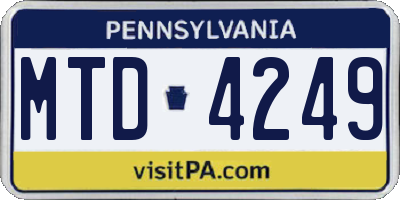 PA license plate MTD4249