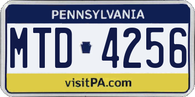 PA license plate MTD4256