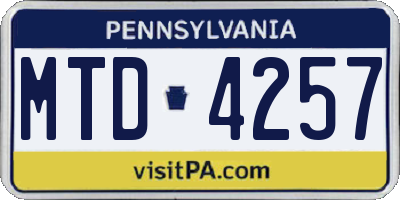 PA license plate MTD4257