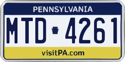 PA license plate MTD4261