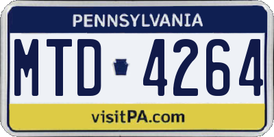 PA license plate MTD4264