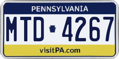 PA license plate MTD4267