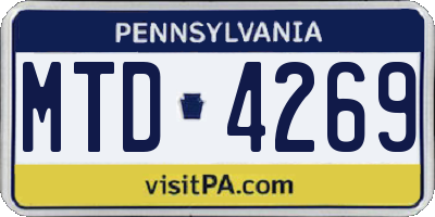 PA license plate MTD4269