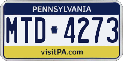 PA license plate MTD4273