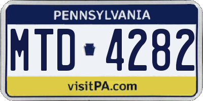 PA license plate MTD4282