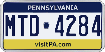 PA license plate MTD4284