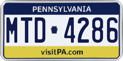 PA license plate MTD4286