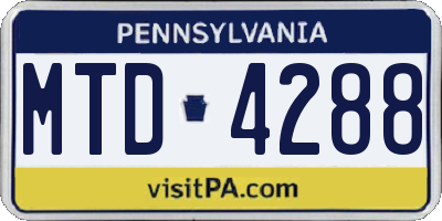 PA license plate MTD4288