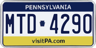 PA license plate MTD4290