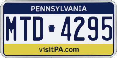 PA license plate MTD4295