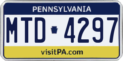 PA license plate MTD4297