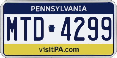 PA license plate MTD4299
