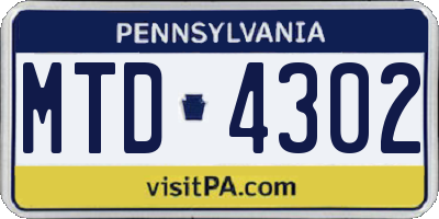 PA license plate MTD4302