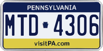 PA license plate MTD4306