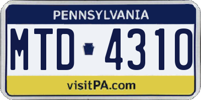 PA license plate MTD4310