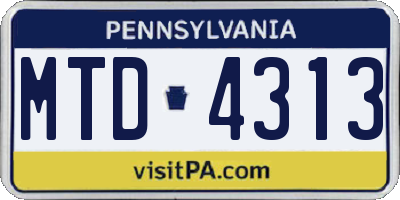 PA license plate MTD4313