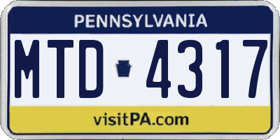 PA license plate MTD4317