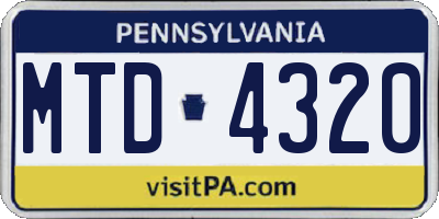 PA license plate MTD4320