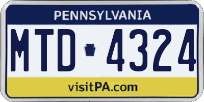PA license plate MTD4324