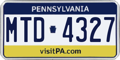 PA license plate MTD4327