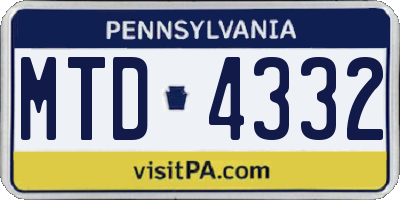 PA license plate MTD4332