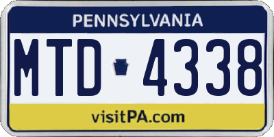 PA license plate MTD4338