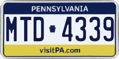 PA license plate MTD4339