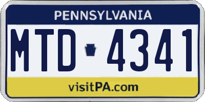 PA license plate MTD4341