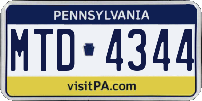 PA license plate MTD4344