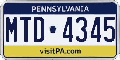 PA license plate MTD4345