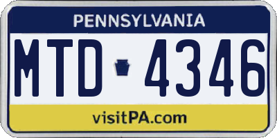 PA license plate MTD4346