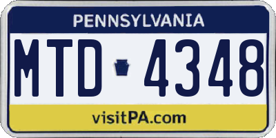 PA license plate MTD4348