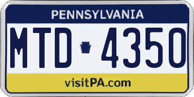 PA license plate MTD4350