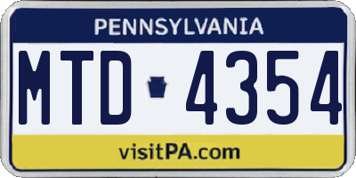 PA license plate MTD4354