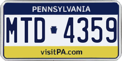 PA license plate MTD4359